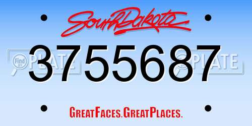 3755687 South Dakota License Plate