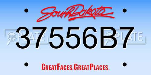 37556B7 South Dakota License Plate