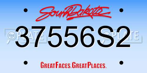 37556S2 South Dakota License Plate