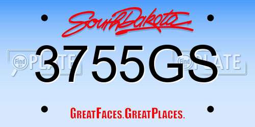 3755GS South Dakota License Plate