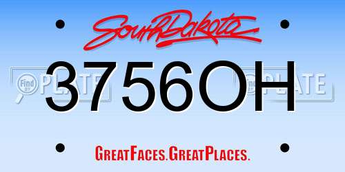 3756OH South Dakota License Plate