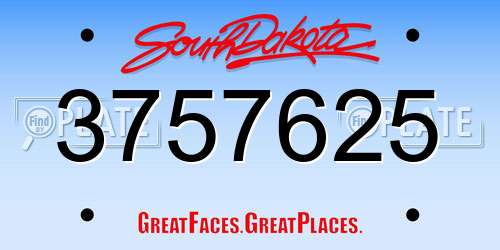 3757625 South Dakota License Plate