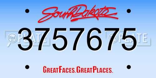 3757675 South Dakota License Plate