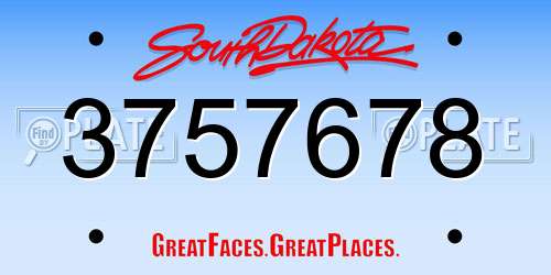 3757678 South Dakota License Plate