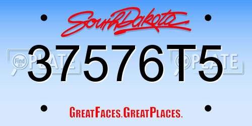 37576T5 South Dakota License Plate