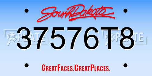 37576T8 South Dakota License Plate