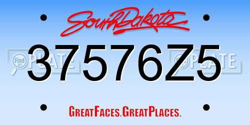 37576Z5 South Dakota License Plate