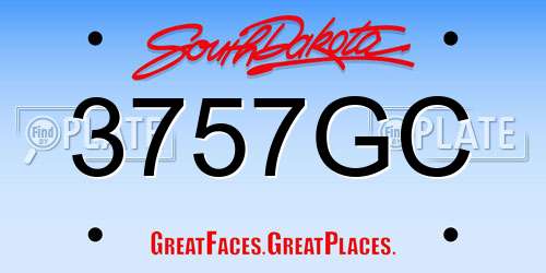 3757GC South Dakota License Plate