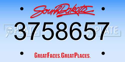 3758657 South Dakota License Plate