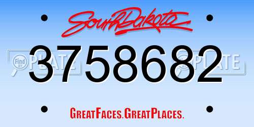 3758682 South Dakota License Plate