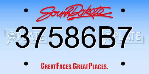 37586B7 South Dakota License Plate