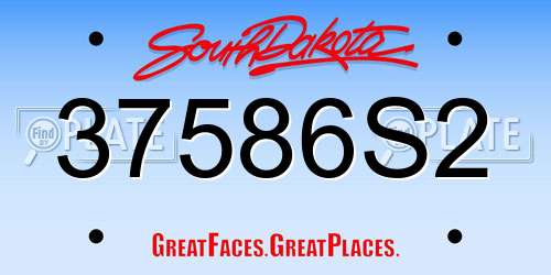 37586S2 South Dakota License Plate