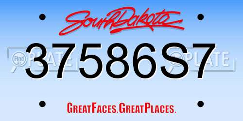 37586S7 South Dakota License Plate