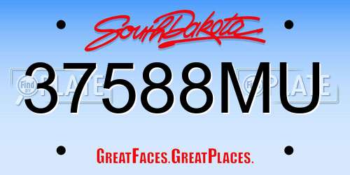 37588MU South Dakota License Plate
