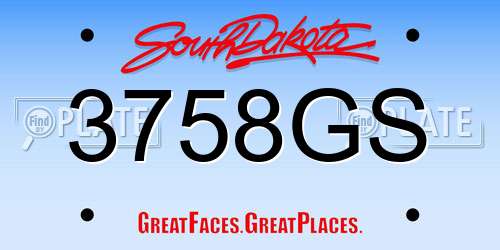 3758GS South Dakota License Plate