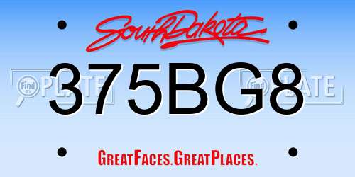 375BG8 South Dakota License Plate