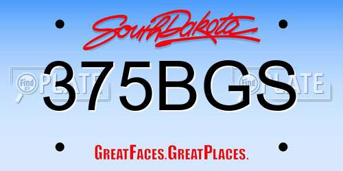 375BGS South Dakota License Plate