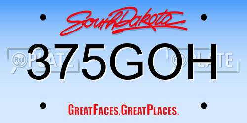 375GOH South Dakota License Plate