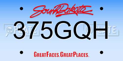 375GQH South Dakota License Plate