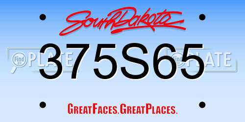 375S65 South Dakota License Plate