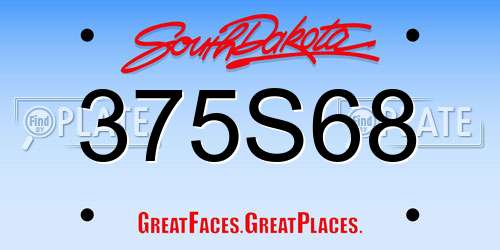 375S68 South Dakota License Plate