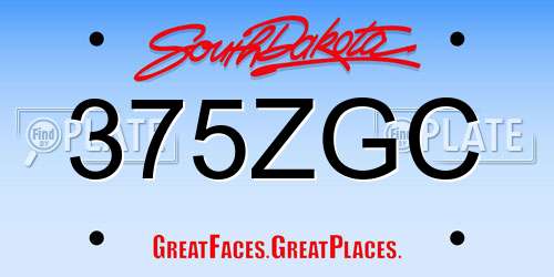 375ZGC South Dakota License Plate
