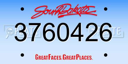 3760426 South Dakota License Plate