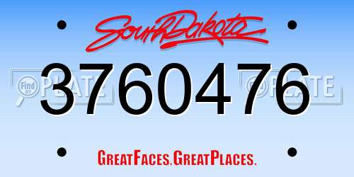 3760476 South Dakota License Plate