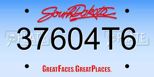 37604T6 South Dakota License Plate