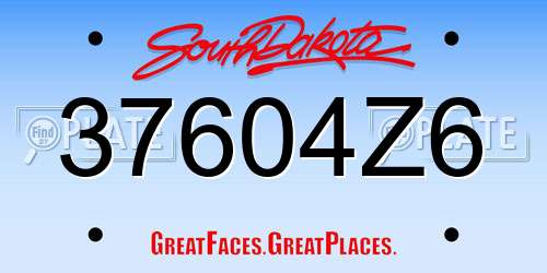 37604Z6 South Dakota License Plate