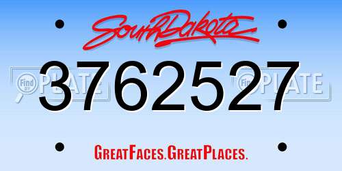 3762527 South Dakota License Plate