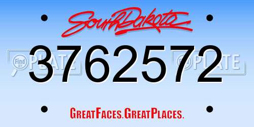 3762572 South Dakota License Plate