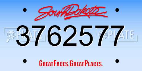 3762577 South Dakota License Plate