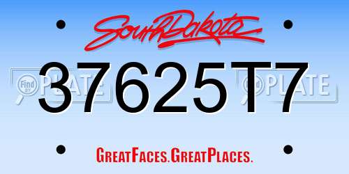 37625T7 South Dakota License Plate