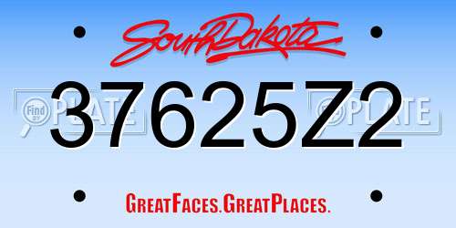 37625Z2 South Dakota License Plate