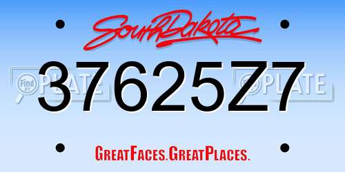 37625Z7 South Dakota License Plate