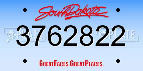 3762822 South Dakota License Plate