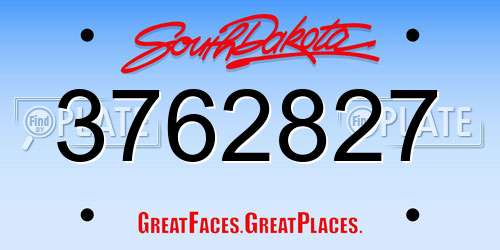 3762827 South Dakota License Plate