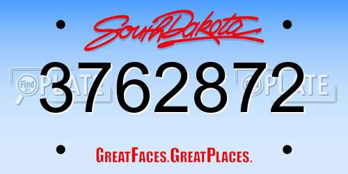 3762872 South Dakota License Plate