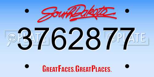 3762877 South Dakota License Plate