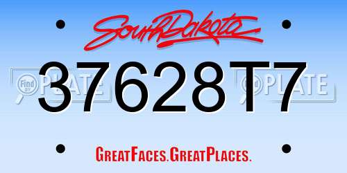 37628T7 South Dakota License Plate