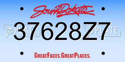 37628Z7 South Dakota License Plate