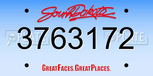3763172 South Dakota License Plate