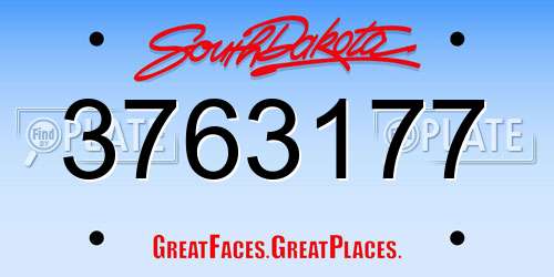 3763177 South Dakota License Plate