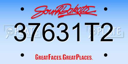 37631T2 South Dakota License Plate
