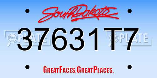 37631T7 South Dakota License Plate