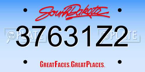 37631Z2 South Dakota License Plate