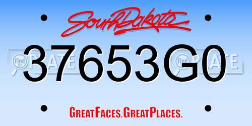 37653G0 South Dakota License Plate