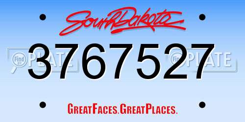 3767527 South Dakota License Plate