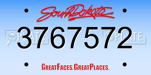 3767572 South Dakota License Plate